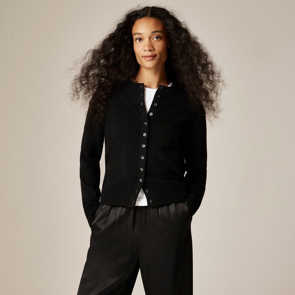 J. Crew Women's Perfect Cashmere Cardigan Sweater Long Sleeve Black Size S NWT